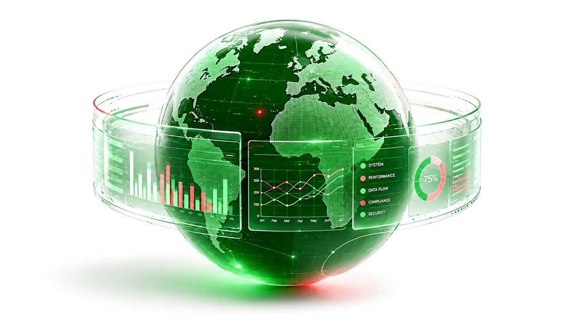 داشبورد نرم‌افزار سازمانی آمیتیس روی لپ‌تاپ و موبایل